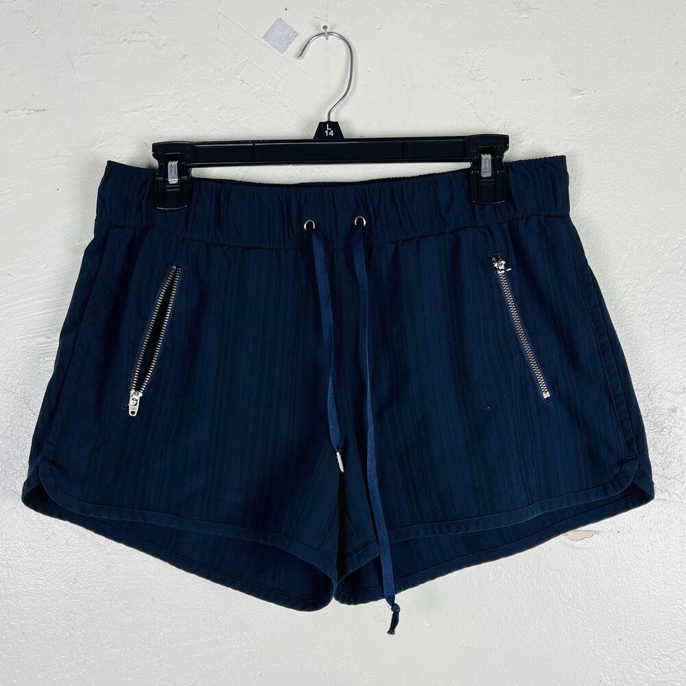 Athleta Navy  Blue Pull On Running Shorts Zip Pocket Drawstring Women’s M - Picture 2 of 12
